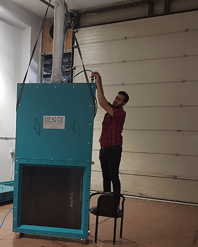 Pnömatik tahrikli büyük ebat kare kesit sürgülü klapenin test ve montaj işlemi – Denge Proses endüstriyel vana üretimi